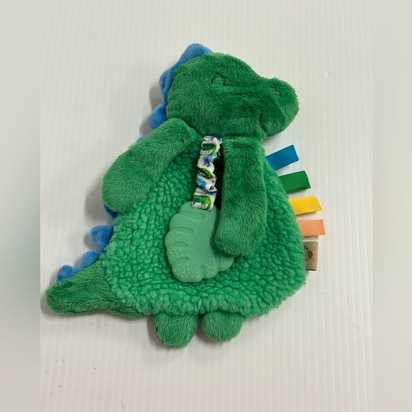 Itzy Ritzy Teether Crinkle Toy Baby Green Dino Dinosaur 9” Lovey Security - Picture 1 of 5